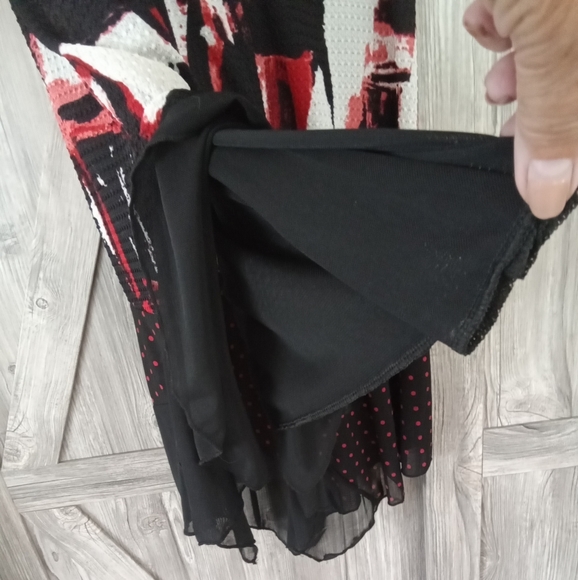 New Papa Black Red White Mesh Tunic Dress L - Picture 9 of 10
